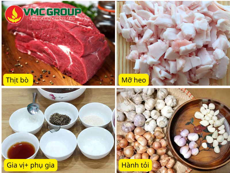 Thành phần nguyên liệu sản xuất giò bò