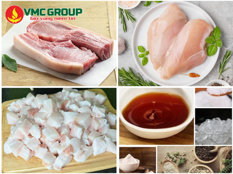 Nguyên liệu làm giò heo độn gà