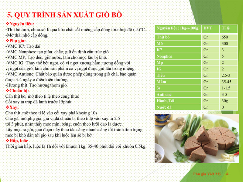 Quy trình sản xuất giò bò
