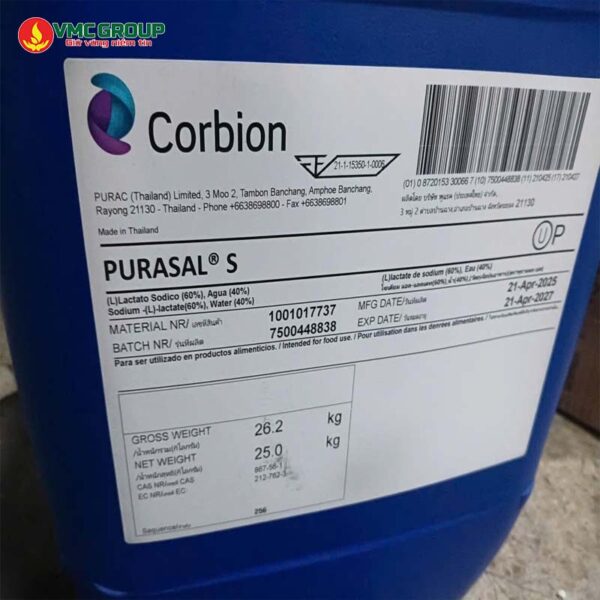SODIUM LACTATE – PURASAL® S – NATRI LACTAT HÀNG PURAC THÁI LAN CAN 25KG - Ảnh 2